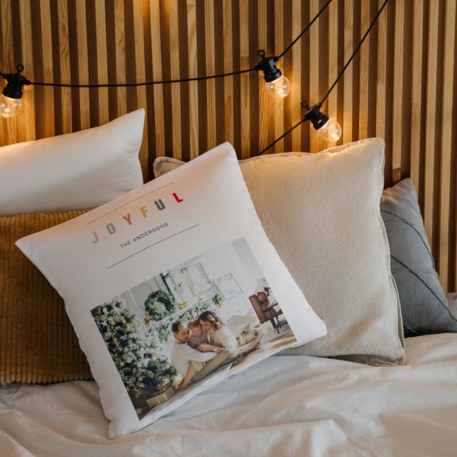 Einfaches modernes WeihnachtsFoto | Feierlicher Ur Kissen (Von Creator hochgeladen)