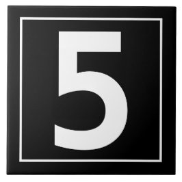 Einfaches modernes Weiß auf schwarzer Zahl-Fliese Fliese