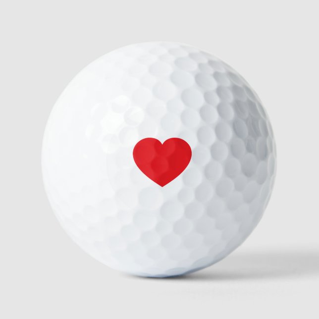 Einfaches modernes weißes rotes Herz Grafik Golfball (Vorderseite)