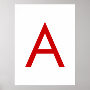 Einfaches modernes weißes rotes Monogramm Anfangsb Poster