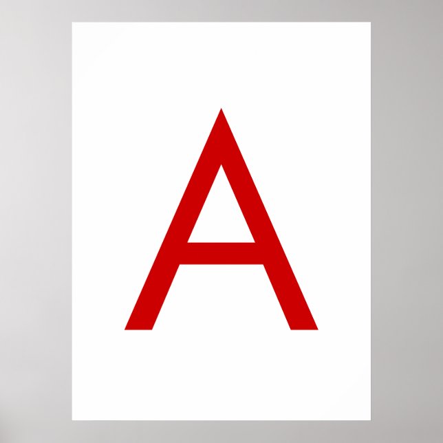 Einfaches modernes weißes rotes Monogramm Anfangsb Poster (Vorne)