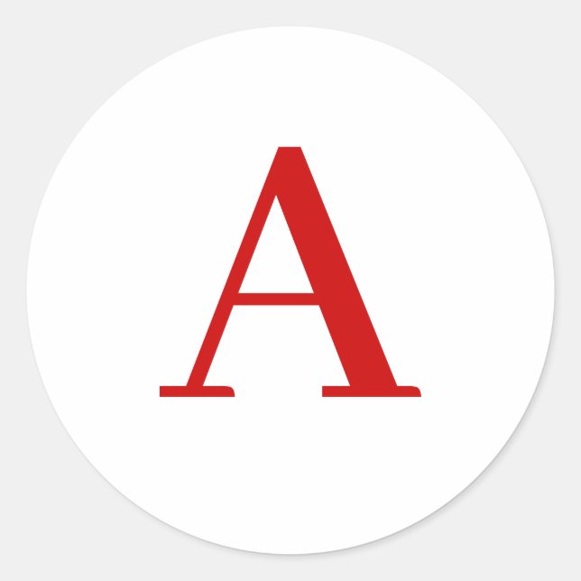 Einfaches modernes weißes rotes Monogramm Anfangsb Runder Aufkleber (Vorderseite)
