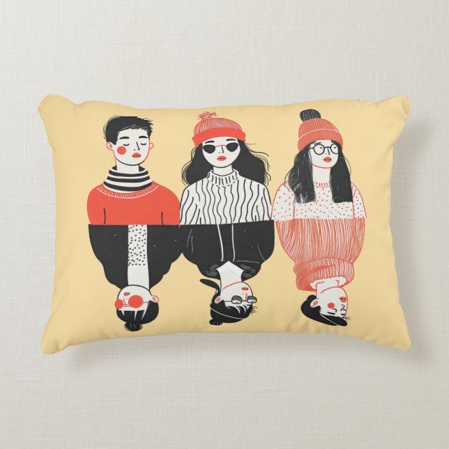 Einfaches, modernes zeichn cooler junger Menschen Dekokissen (Vorderseite)