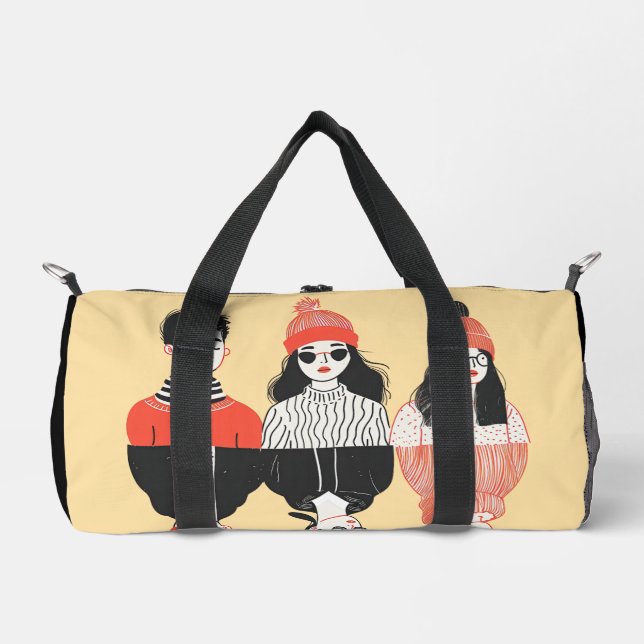 Einfaches, modernes zeichn cooler junger Menschen Duffle Bag (Vorderseite)