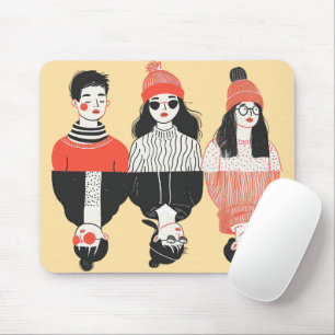 Einfaches, modernes zeichn cooler junger Menschen Mousepad