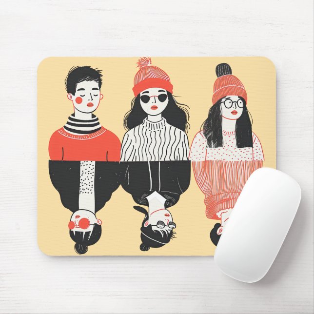 Einfaches, modernes zeichn cooler junger Menschen Mousepad (Mit Mouse)