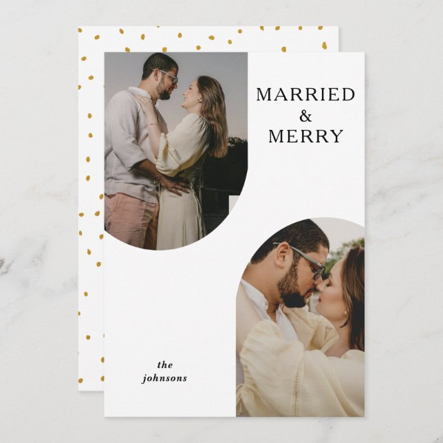 Einfaches, modernes zweiartiges Foto Feiertagskarte (Vorne/Hinten)