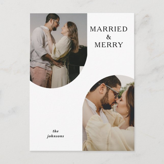 Einfaches, modernes zweiartiges Foto Feiertagspostkarte (Vorderseite)