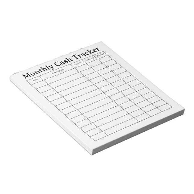 Einfaches monatliches Bargeld-Tracker-Notizbuch Notizblock (angewinkelt)