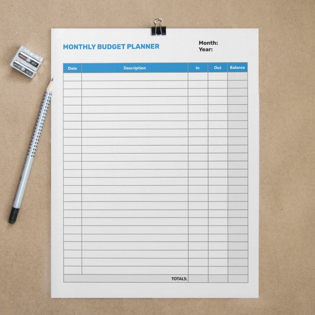 Einfaches monatliches Budget Planer Blau Notizblock (Simple Monthly Budget Planner Blue Notepad)