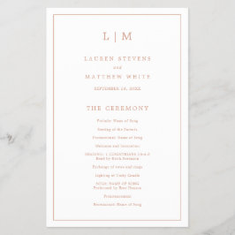 Einfaches Mongram Rose Gold Budget Hochzeitsprogra Flyer