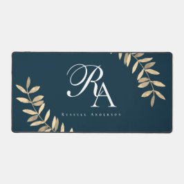 Einfaches Monogramm Blau Schreibtischunterlage