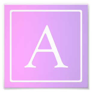 Einfaches Monogramm Dezent rosa/lila Ombre Fotodruck