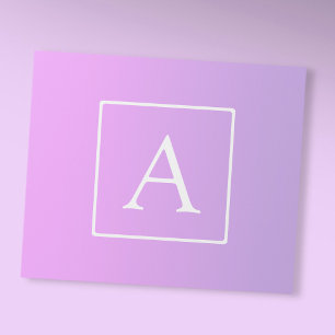 Einfaches Monogramm Dezent rosa/lila Ombre Geschenkpapier
