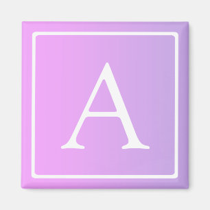 Einfaches Monogramm Dezent rosa/lila Ombre Magnet