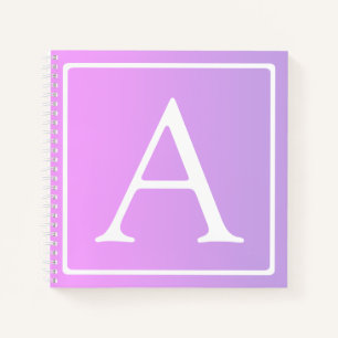 Einfaches Monogramm Dezent rosa/lila Ombre Notizbuch