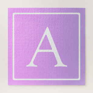 Einfaches Monogramm Dezent rosa/lila Ombre Puzzle