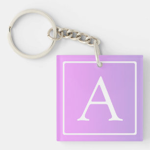 Einfaches Monogramm Dezent rosa/lila Ombre Schlüsselanhänger