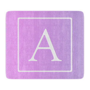 Einfaches Monogramm Dezent rosa/lila Ombre Schneidebrett