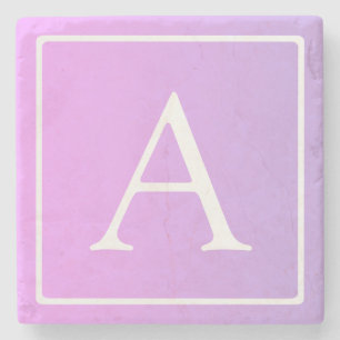 Einfaches Monogramm Dezent rosa/lila Ombre Steinuntersetzer