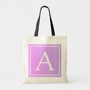 Einfaches Monogramm Dezent rosa/lila Ombre Tragetasche