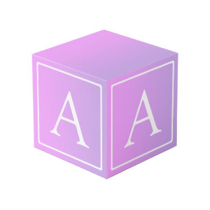 Einfaches Monogramm   Dezent rosa/lila Ombre Würfel