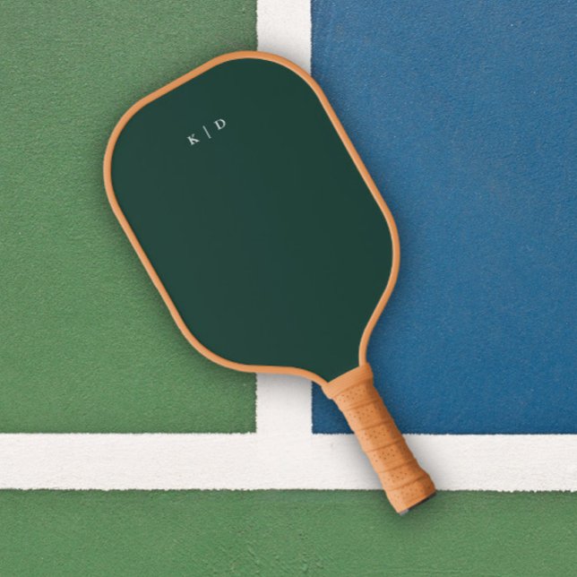 Einfaches Monogramm Dunkelgrün  Pickleball Schläger (Simple Monogram Dark Green Unisex Pickleball Paddle.)