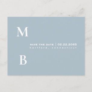 Einfaches Monogramm Eisblaues Hochzeits-Save-the-D Postkarte