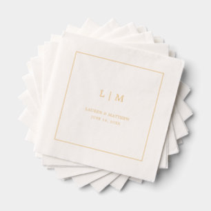 Einfaches Monogramm Elegante Hochzeit Servietten Mit Folie