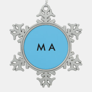 Einfaches Monogramm fügen Sie Ihren Namensbuchstab Schneeflocken Zinn-Ornament