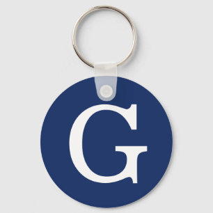 Einfaches Monogramm in Blau und Weiß, Anfangsbuchs Schlüsselanhänger