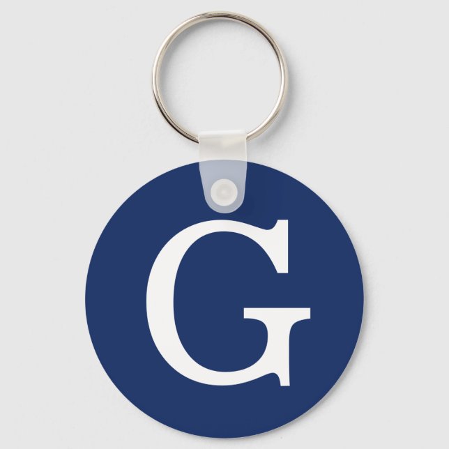 Einfaches Monogramm in Blau und Weiß, Anfangsbuchs Schlüsselanhänger (Vorderseite)