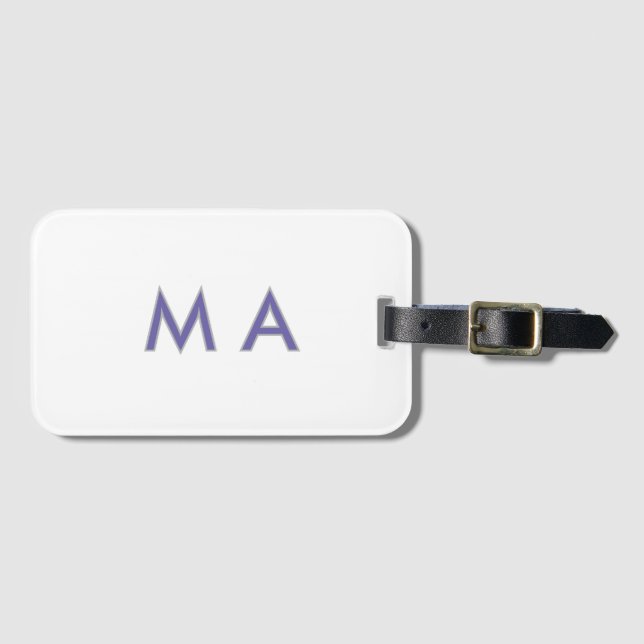 Einfaches Monogramm lila grau fügen Sie Ihren Name Gepäckanhänger (Vorderseite (Horizontal))