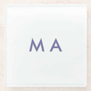 Einfaches Monogramm lila grau fügen Sie Ihren Name Glasuntersetzer