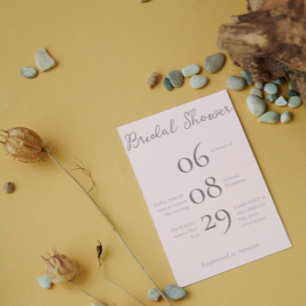 Einfaches Monogramm Minimalistisch Beige Brautpart Einladung