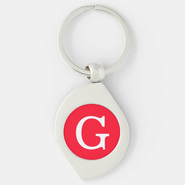 Einfaches Monogramm mit Anfangsbuchstaben in Rot u Schlüsselanhänger (Vorderseite)