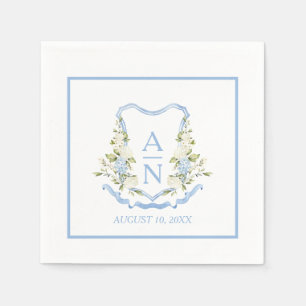 Einfaches Monogramm mit Blaue Hortensien-Wappen Serviette