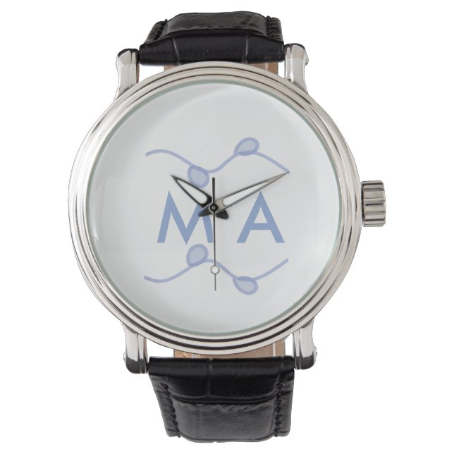 Einfaches Monogramm mit Ihrem Namensbuchstaben bla Armbanduhr (Vorderseite)