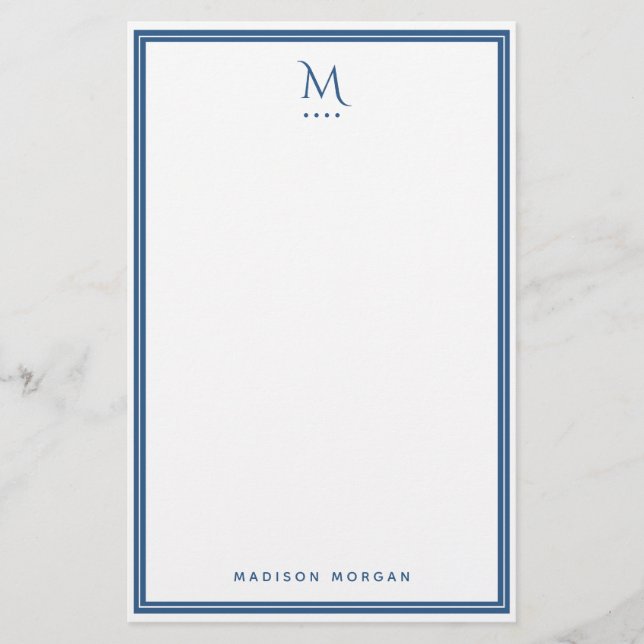 Einfaches Monogramm mit marineblauer Umrandung, pe Briefpapier (Vorderseite)