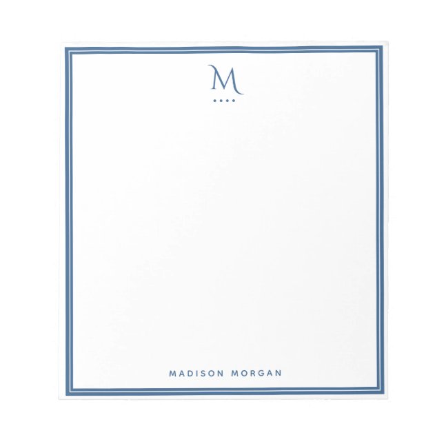 Einfaches Monogramm mit marineblauer Umrandung, pe Notizblock (Vorderseite)