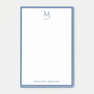 Einfaches Monogramm mit navyblauer Umrandung perso Post-it Klebezettel