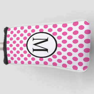 Einfaches Monogramm mit rosa Tupfen Golf Headcover