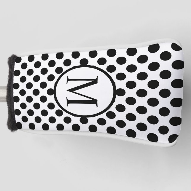 Einfaches Monogramm mit schwarzen Tupfen Golf Headcover (Vorderseite)