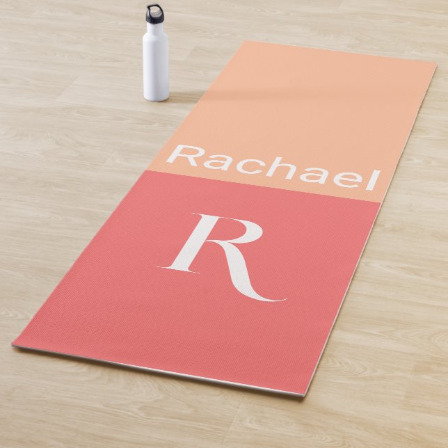 Einfaches Monogramm Name Typografie Peach Yogamatte (Beispiel)