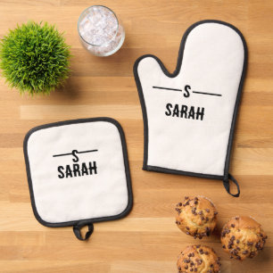 Einfaches Monogramm Ofen-Mitt und Pot-Holding-Set Ofenhandschuh & Topflappen-Set