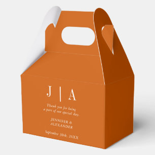 Einfaches Monogramm Paar Name Burnt Orange Und Wei Geschenkschachtel