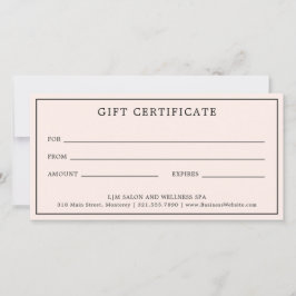 Einfaches Monogramm rosa Blush-Geschenkgutschein