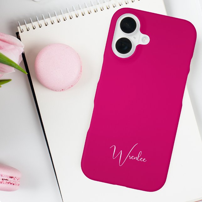 Einfaches Monogramm Rosa Modern Minimal  iPhone 16 Hülle (Von Creator hochgeladen)