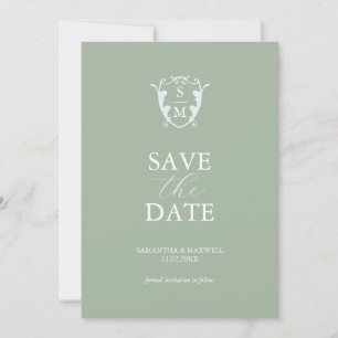 Einfaches Monogramm Salbei Grün Termin vormerken Save The Date