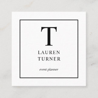 Einfaches Monogramm Schwarzweiss Quadratische Visitenkarte